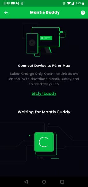 Mantis Buddy waiting for device connection